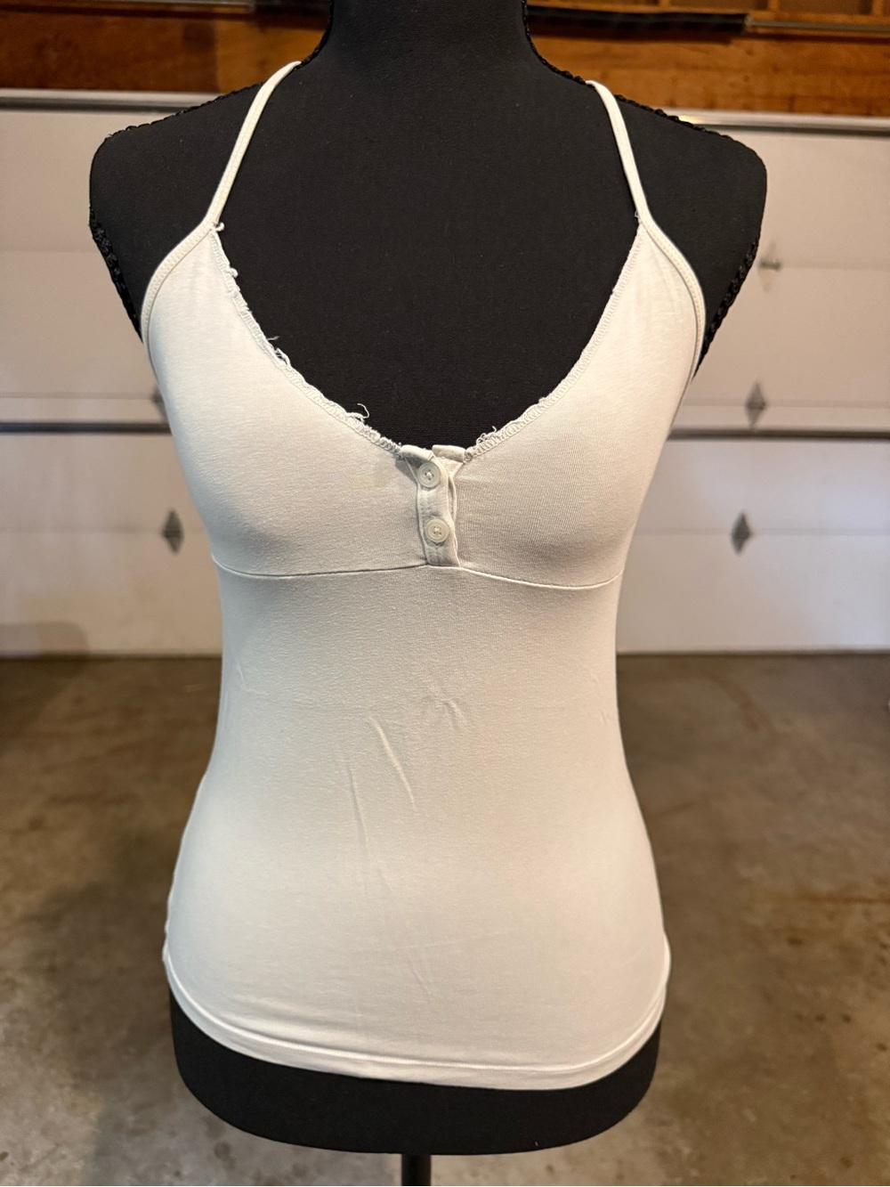 PacSun White Spaghetti Strap Henley Cami